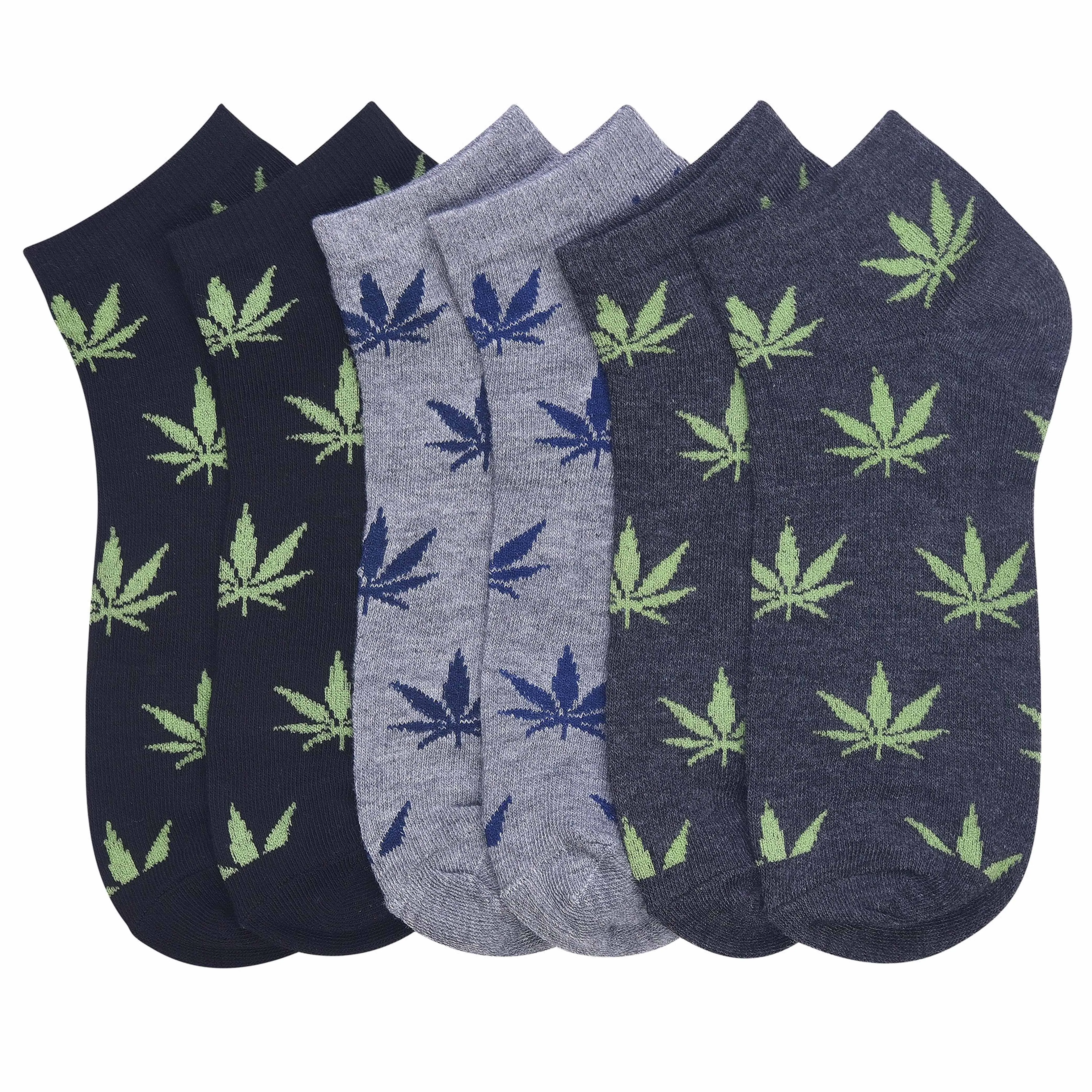 12 Pairs Mens Sports Ankle Socks Low Cut Green Leaf Pot 420 Novelty Crew 10-13