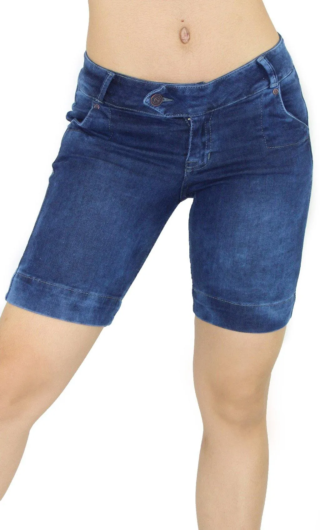 18452 Maripily Womens Bermuda Destroyed Denim