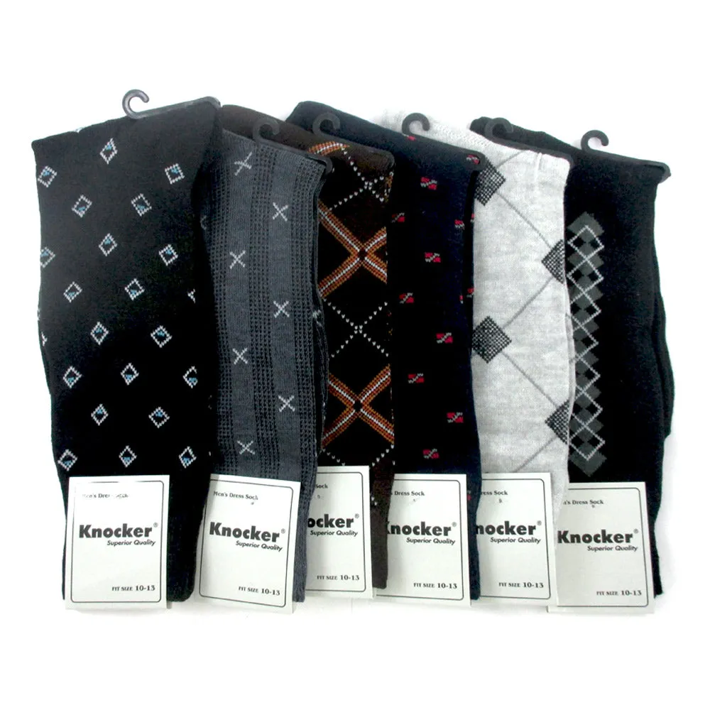 6 Pairs Mens Dress Socks Multi Color Print Casual Work Size 10-13 Fashion Crew !