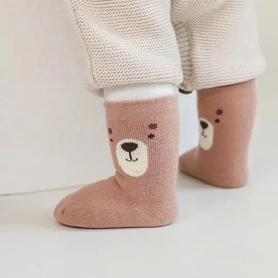 Cartoon Animal Thick Terry Warm Baby Socks [Set of 3]