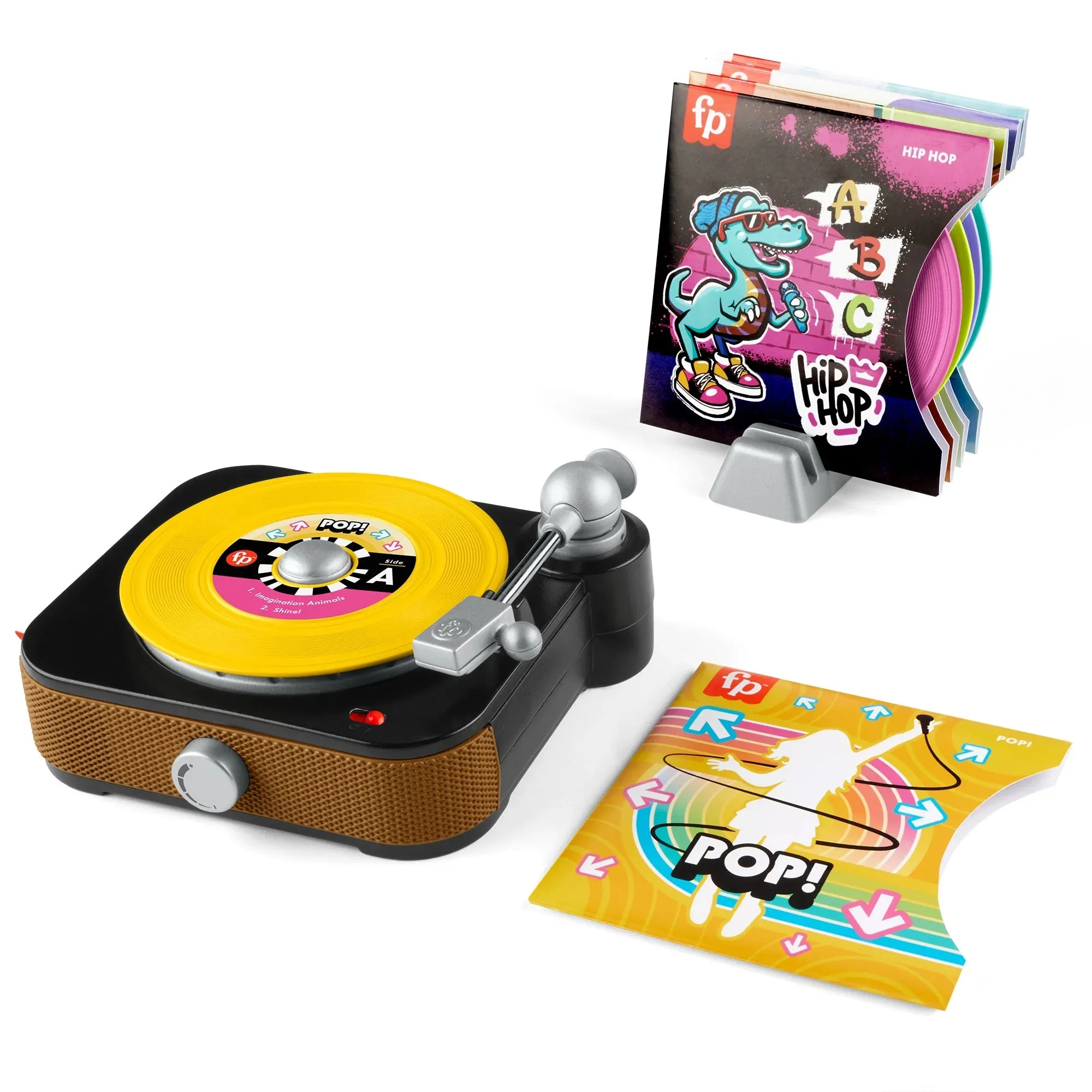 Fisher-Price Rockin Record Player Musical Toy with Turntable & 5 Records for Toddler Pretend Play