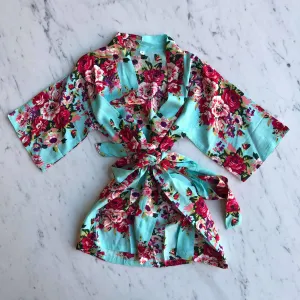 Kids Robe (3-5Y) - Mabel Floral Light Blue by May and Joy