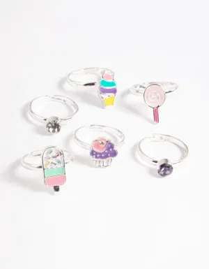 Kids Silver Ice Cream Dream Ring 6-Pack