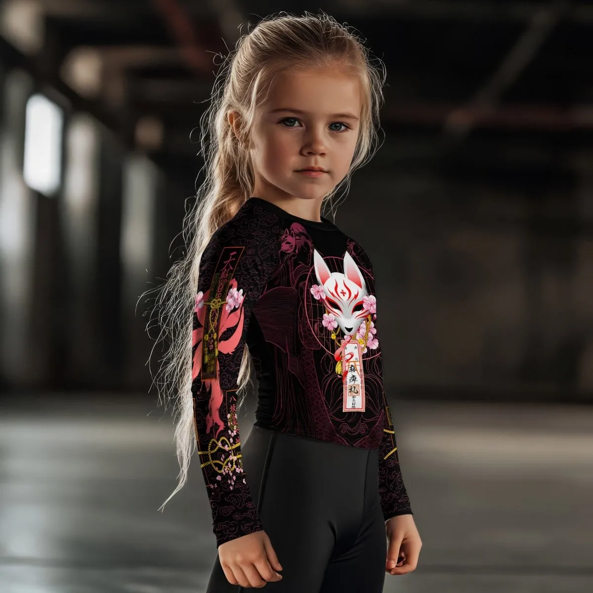 Kitsune Mask Kids Rash Guard