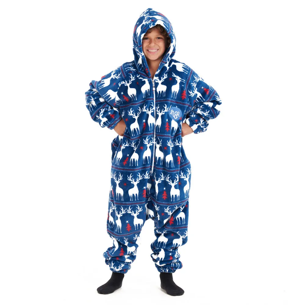 Snuggs Kids Blanket Onesie Dark blue christmas