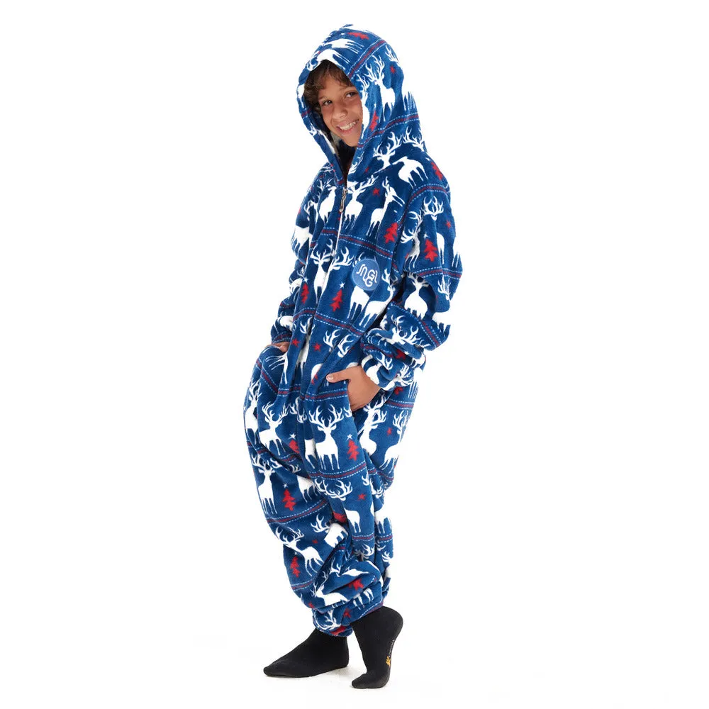 Snuggs Kids Blanket Onesie Dark blue christmas