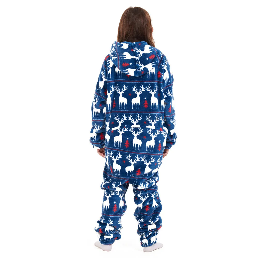 Snuggs Kids Blanket Onesie Dark blue christmas