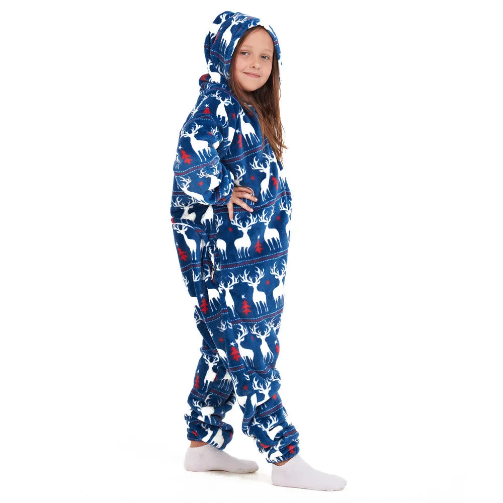 Snuggs Kids Blanket Onesie Dark blue christmas