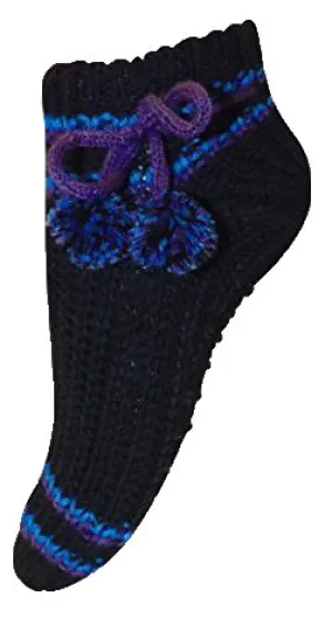 Womens Non Skid Crochet Knitted Sweater Pom Pom Slipper Socks Booties 2 Pack
