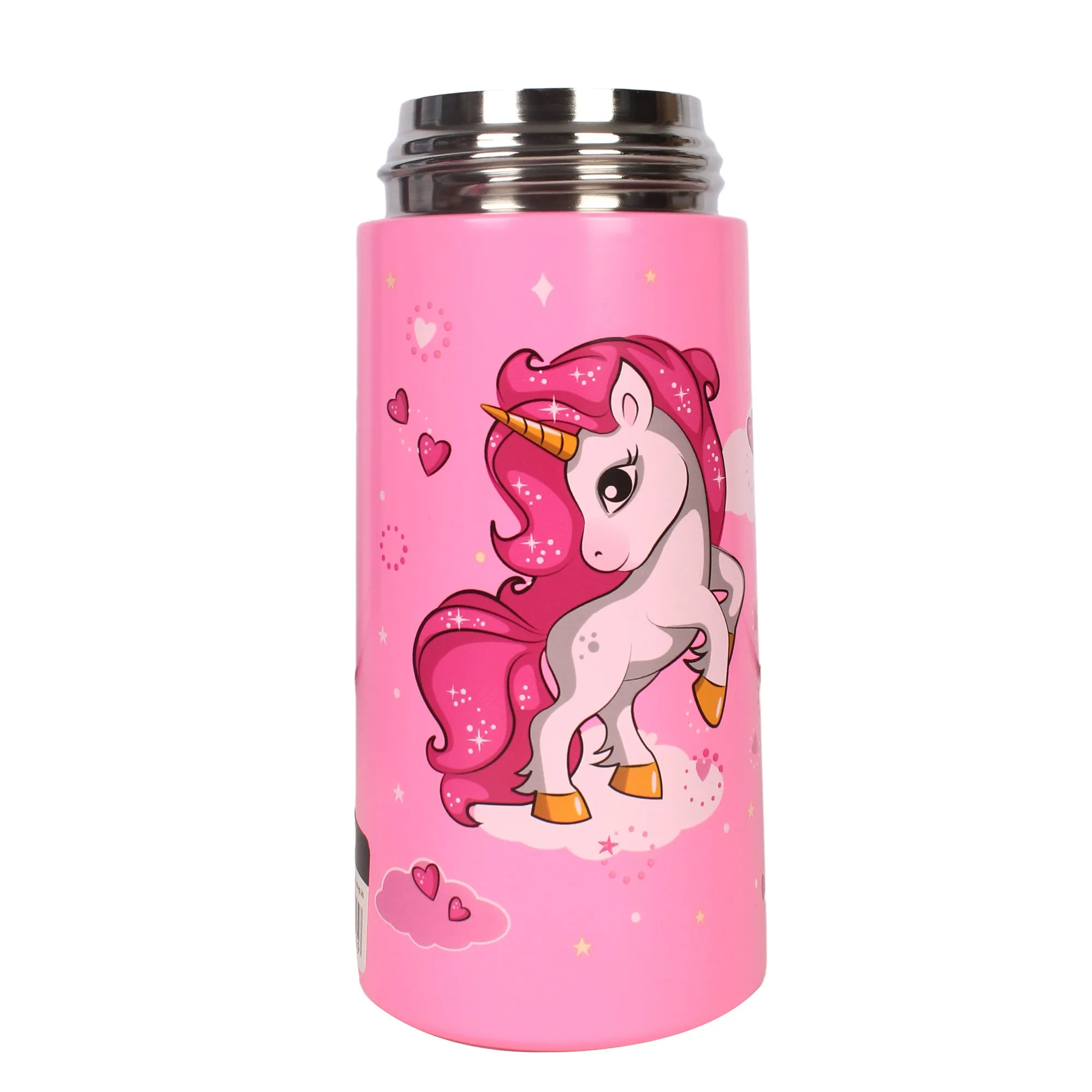 Youp Stainless Steel Insulated Pink Color Unicorn Theme Kids Anti-Dust Sipper Bottle TINKLER - 400 ml