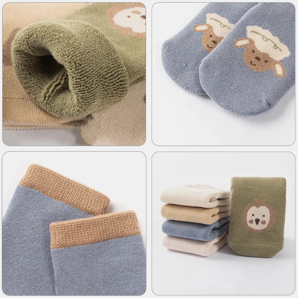 Zoo Animal Thick Terry Warm Socks [Set of 5]