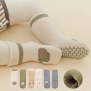 Zoo Animal Thick Terry Warm Socks [Set of 5]