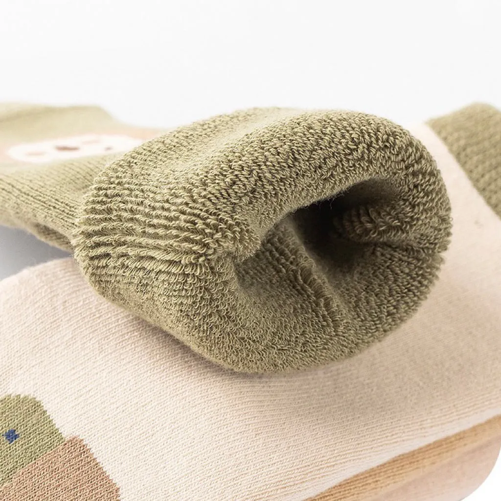 Zoo Animal Thick Terry Warm Socks [Set of 5]